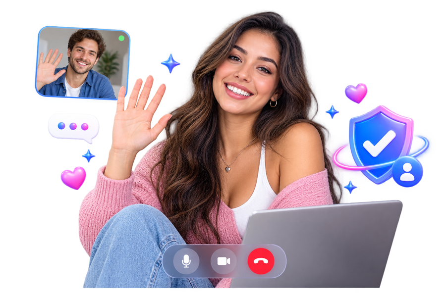 A woman returning to a respectful one-to-one video chat
