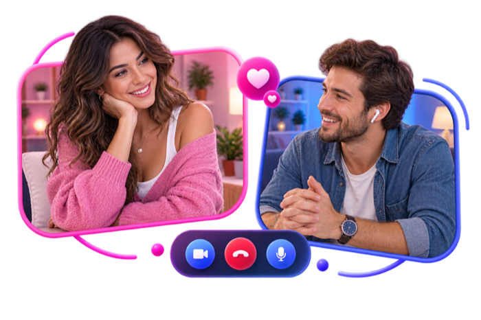 Two adults having a focused one-to-one video conversation