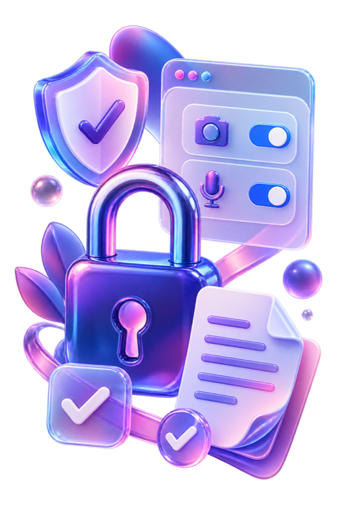 A floating lock, permission controls and terms document