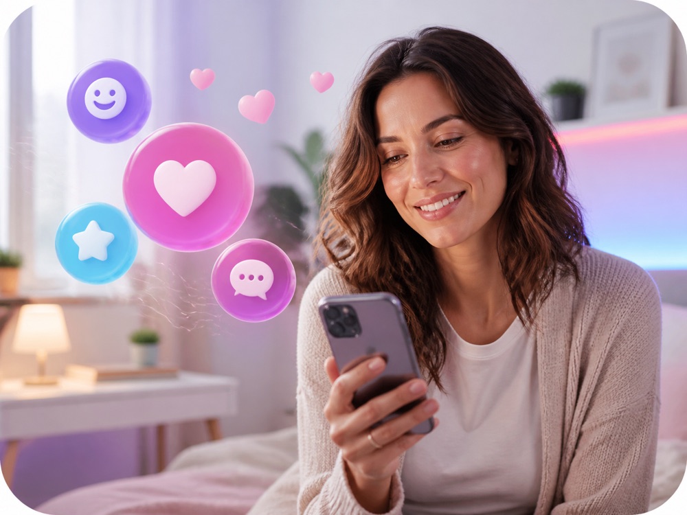 Adult preparing to meet someone in an online video conversation