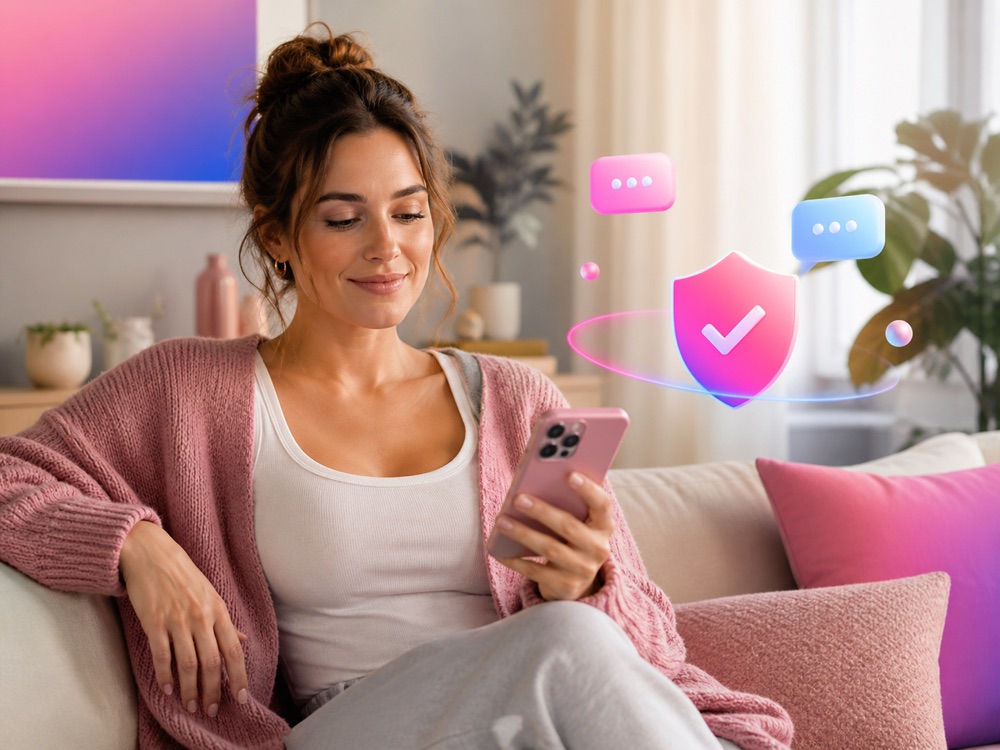 Adult confidently staying in control of an online video conversation
